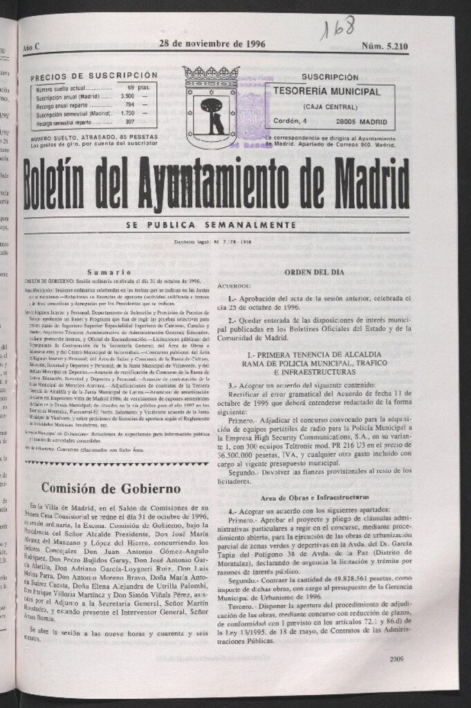 Miniatura de Boletín del Ayuntamiento de Madrid del 28 de noviembre de 1996