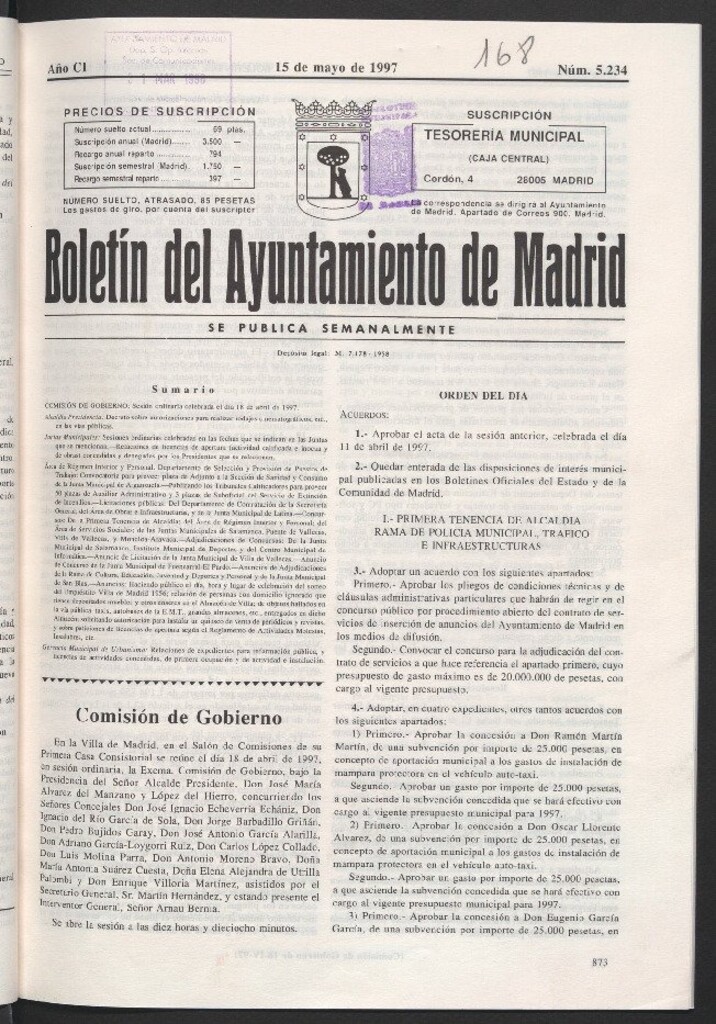Miniatura de Boletín del Ayuntamiento de Madrid del 15 de mayo de 1997