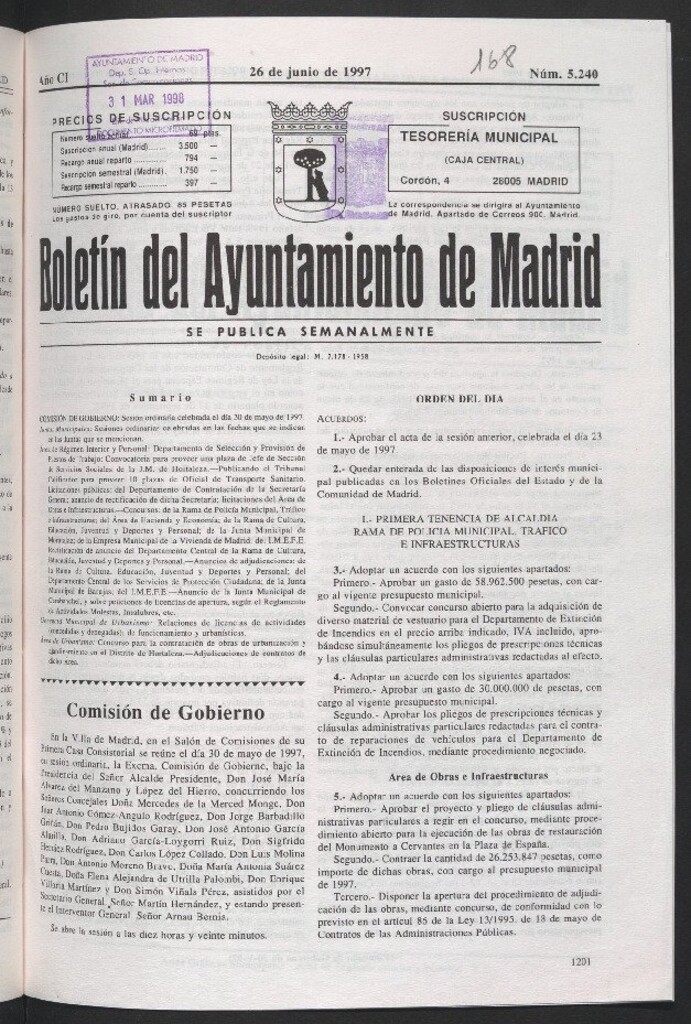 Miniatura de Boletín del Ayuntamiento de Madrid del 26 de junio de 1997
