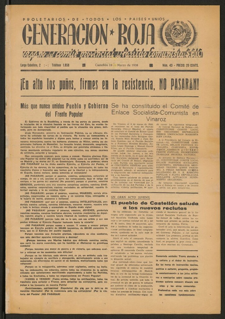 Miniatura de Generación roja : órgano del comité provincial del partido comunista S.E.I.C.