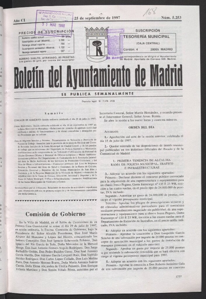 Miniatura de Boletín del Ayuntamiento de Madrid del 25 de septiembre de 1997