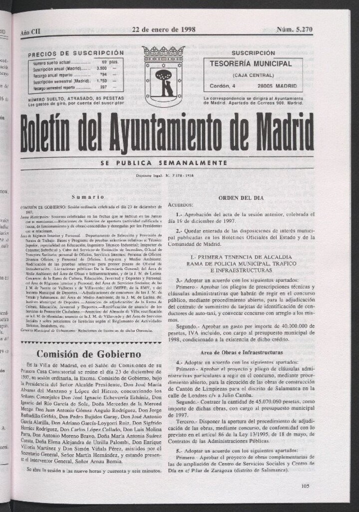 Miniatura de Boletín del Ayuntamiento de Madrid del 22 de enero de 1998