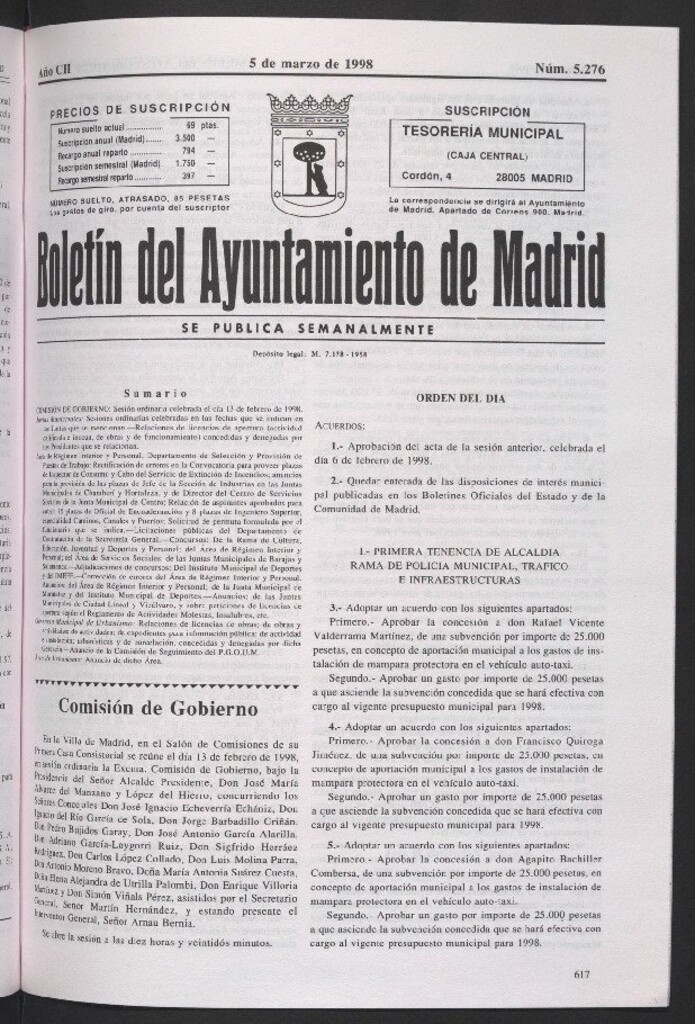 Miniatura de Boletín del Ayuntamiento de Madrid del 5 de marzo de 1998