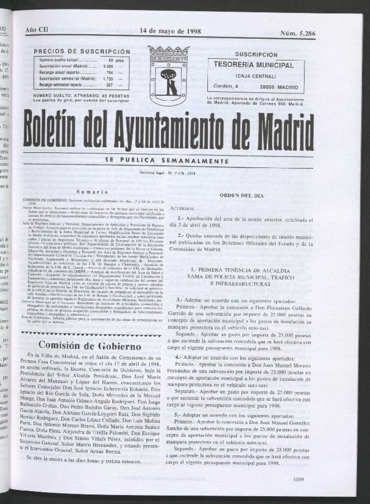 Miniatura de Boletín del Ayuntamiento de Madrid del 14 de mayo de 1998