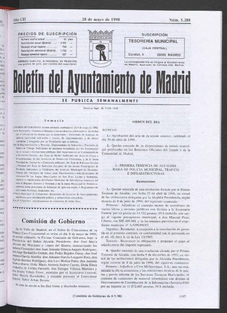 Miniatura de Boletín del Ayuntamiento de Madrid del 28 de mayo de 1998