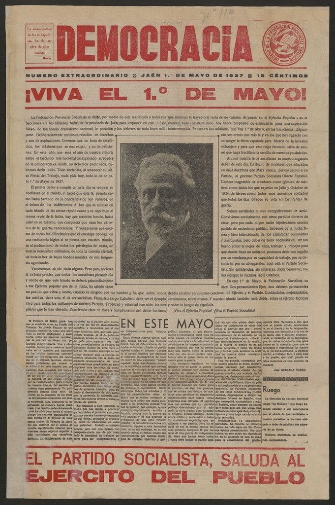 Miniatura de Democracia : órgano de la Federación Provincial Socialista