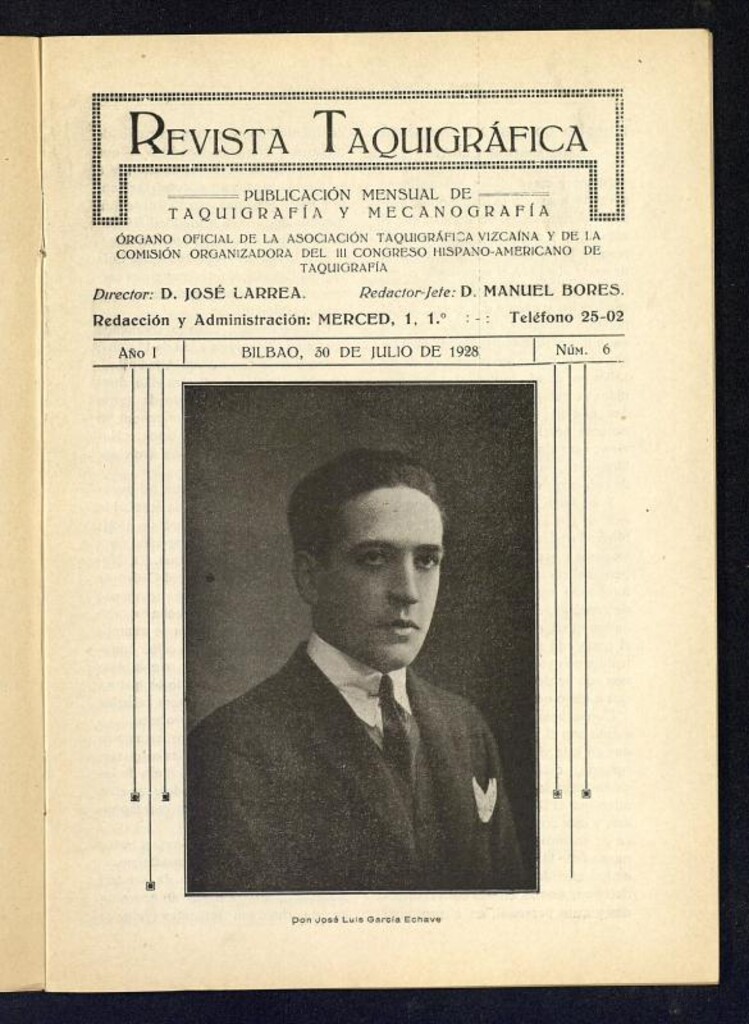 Miniatura de Revista Taquigrafica, Bilbao 30 de julio de 1928, nº 6