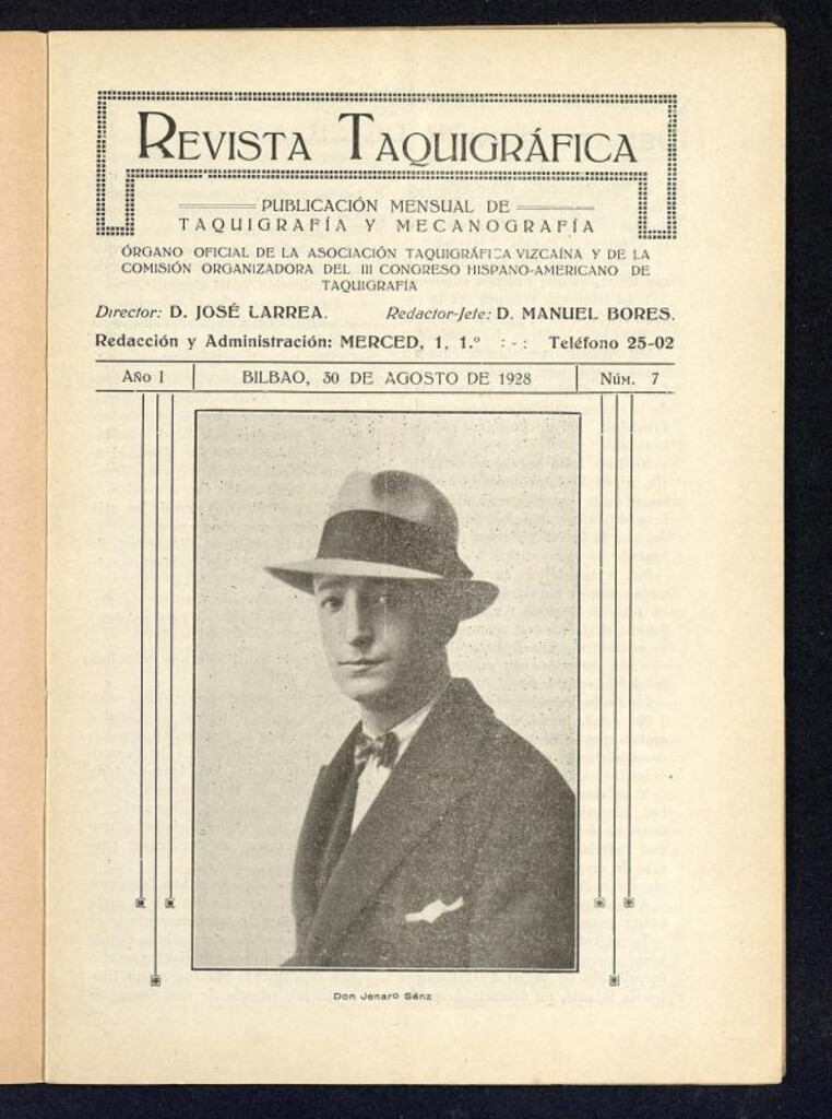 Miniatura de Revista Taquigrafica, Bilbao 30 de agosto de 1928, nº 7