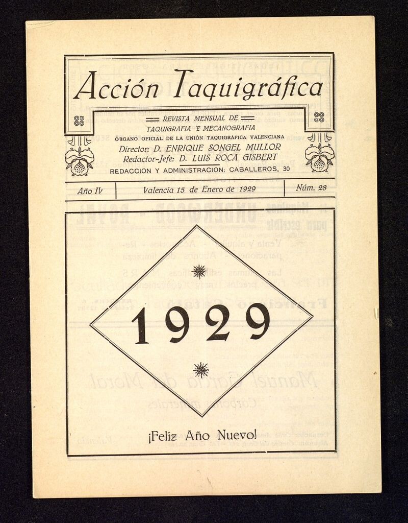 Miniatura de Acción Taquigráfica: Revista mensual de Estenografía y Taquigrafía del 15 de enero de 1929, nº 28