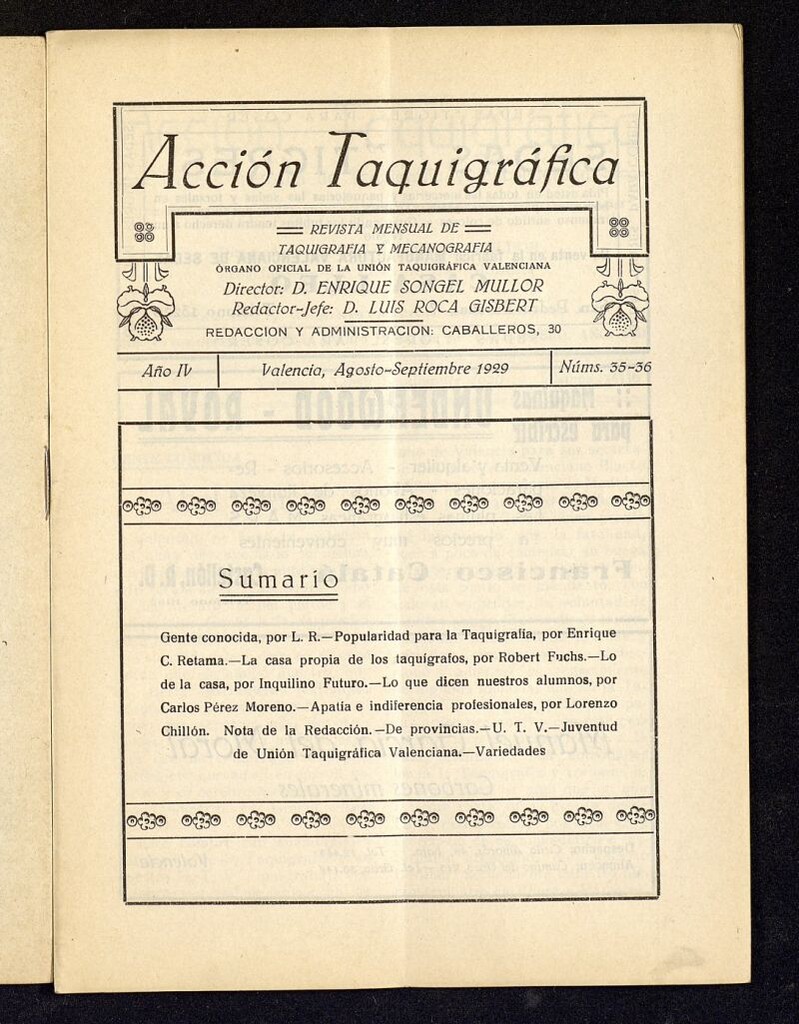 Miniatura de Acción Taquigráfica de agosto y septiembre de 1929, nº 35 y 36