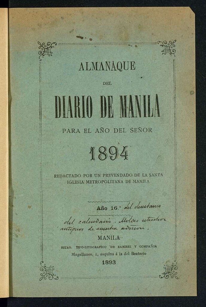 Miniatura de Almanaque del Diario de Manila para el año 1894