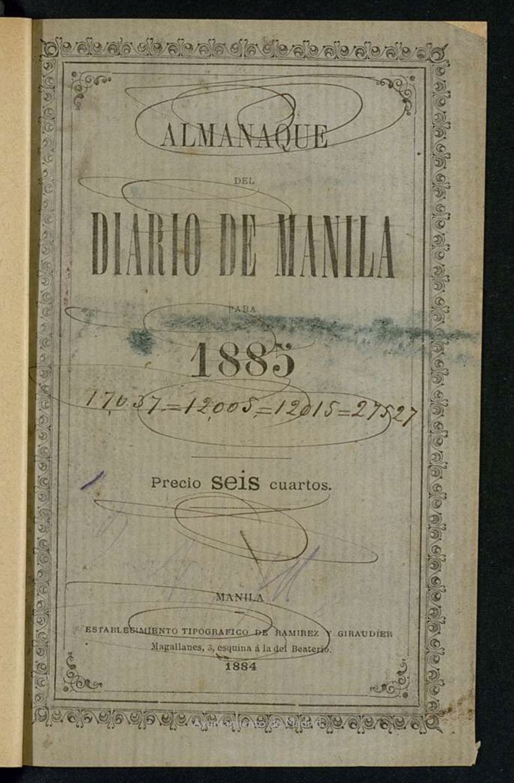Miniatura de Almanaque del Diario de Manila para el año 1885