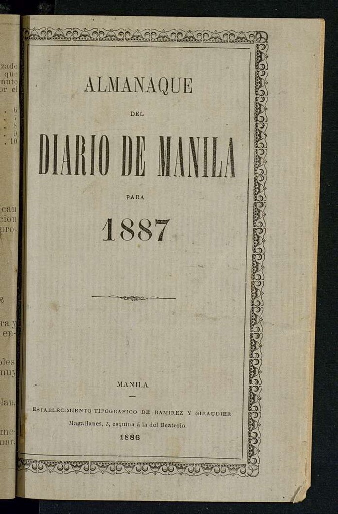 Miniatura de Almanaque del Diario de Manila para el año 1887