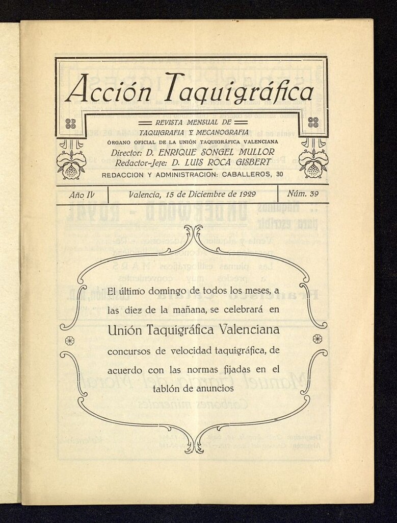 Miniatura de Acción Taquigráfica del 15 de diciembre de 1929, nº 39