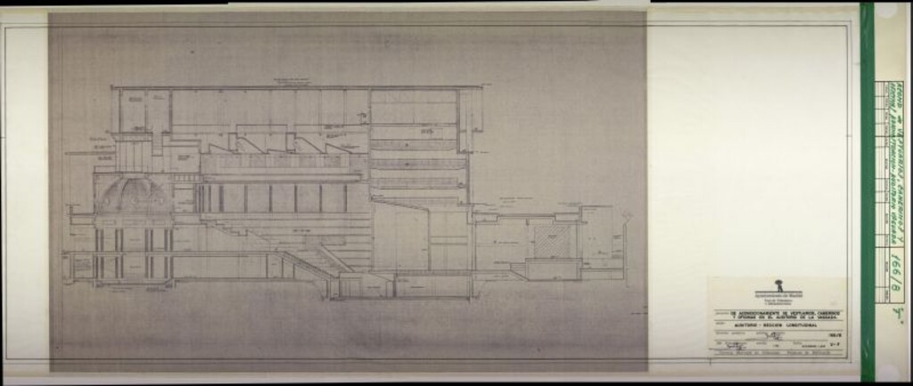 Miniatura de Planos del Teatro de "La Vaguada". Auditorio, sección longitudinal (166/8-F)