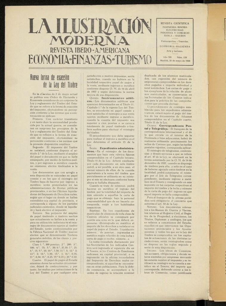 Miniatura de La Ilustración Moderna Ibero-Americana del 31 de mayo de 1938, nº 128