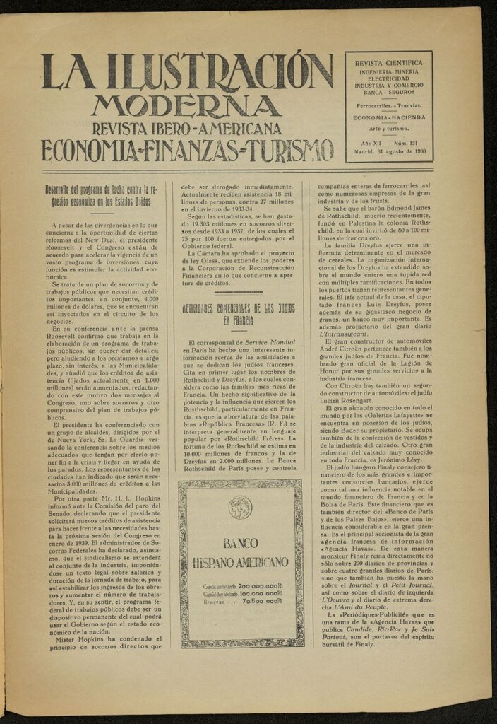 Miniatura de La Ilustración Moderna Ibero-Americana del 31 de agosto de 1938, nº 131