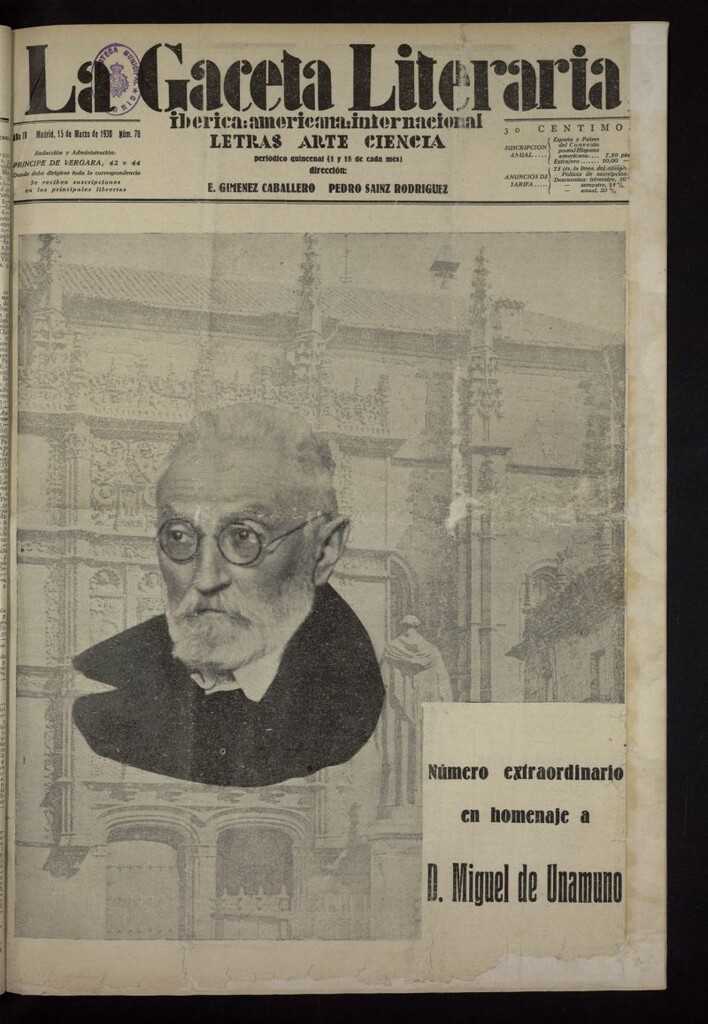 Miniatura de La Gaceta Literaria : ibérica, americana, internacional del 15 de marzo de 1930, nº 78