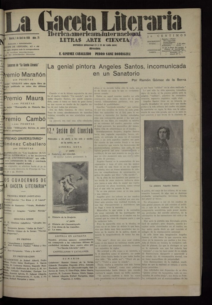 Miniatura de La Gaceta Literaria : ibérica, americana, internacional del 1 de abril de 1930, nº 79
