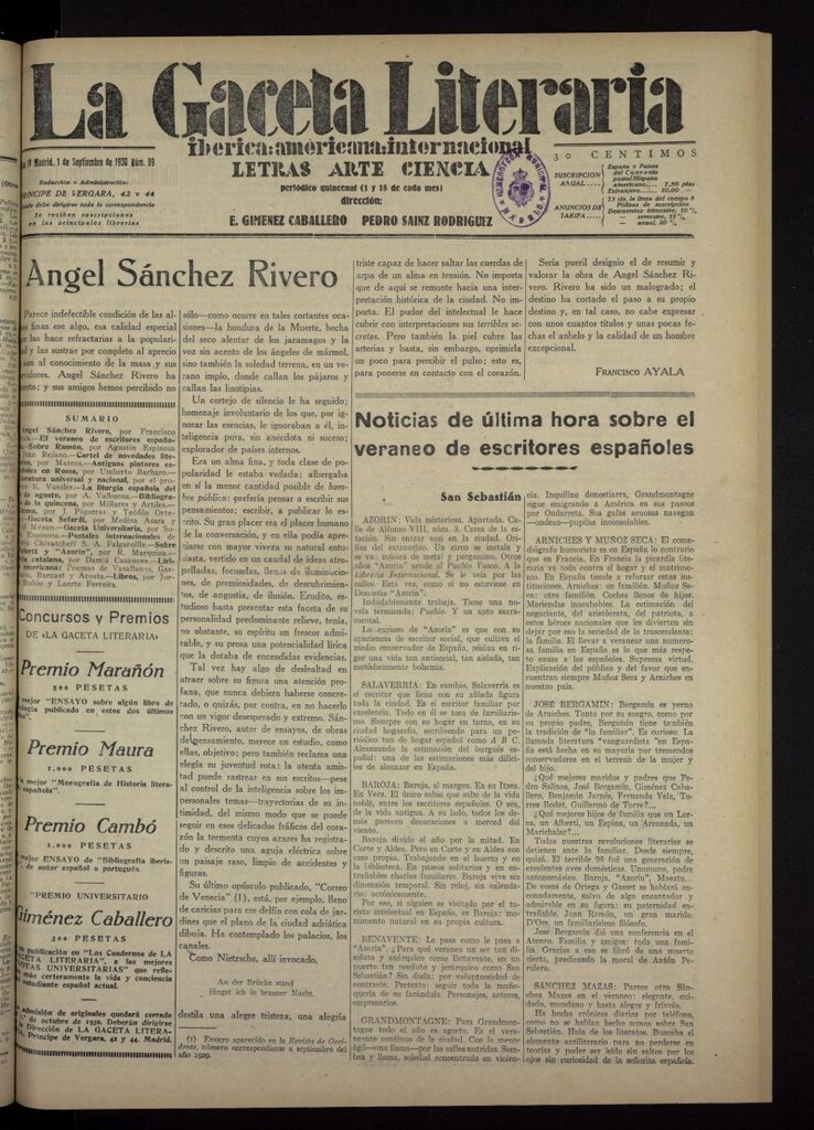 Miniatura de La Gaceta Literaria : ibérica, americana, internacional del 1 de septiembre de 1930, nº 89