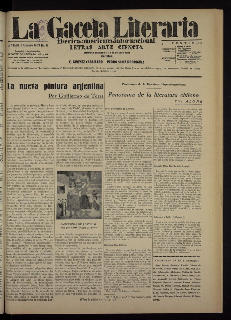 Miniatura de La Gaceta Literaria : ibérica, americana, internacional del 1 de diciembre de 1930, nº 95