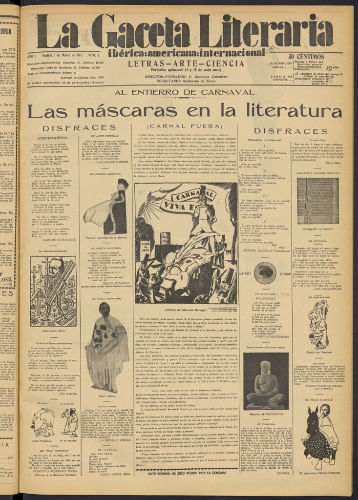 Miniatura de La Gaceta Literaria : ibérica, americana, internacional del 1 de marzo de 1927, nº 5