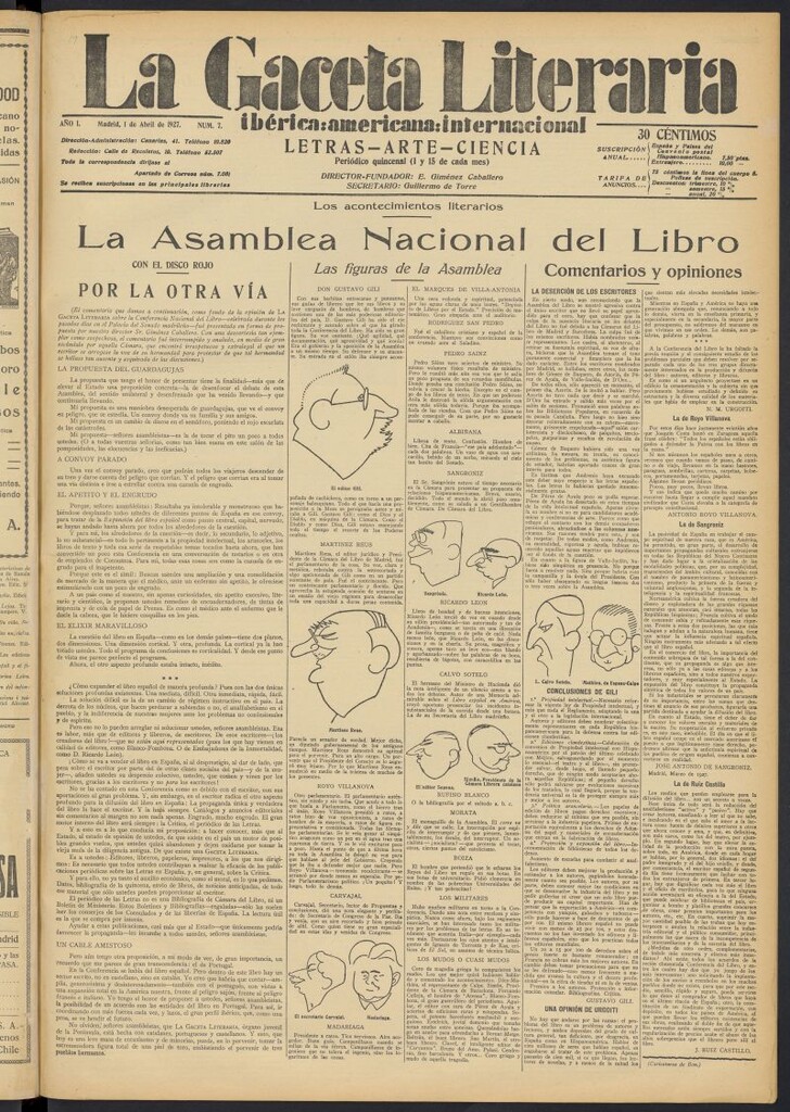 Miniatura de La Gaceta Literaria : ibérica, americana, internacional del 1 de abril de 1927, nº 7