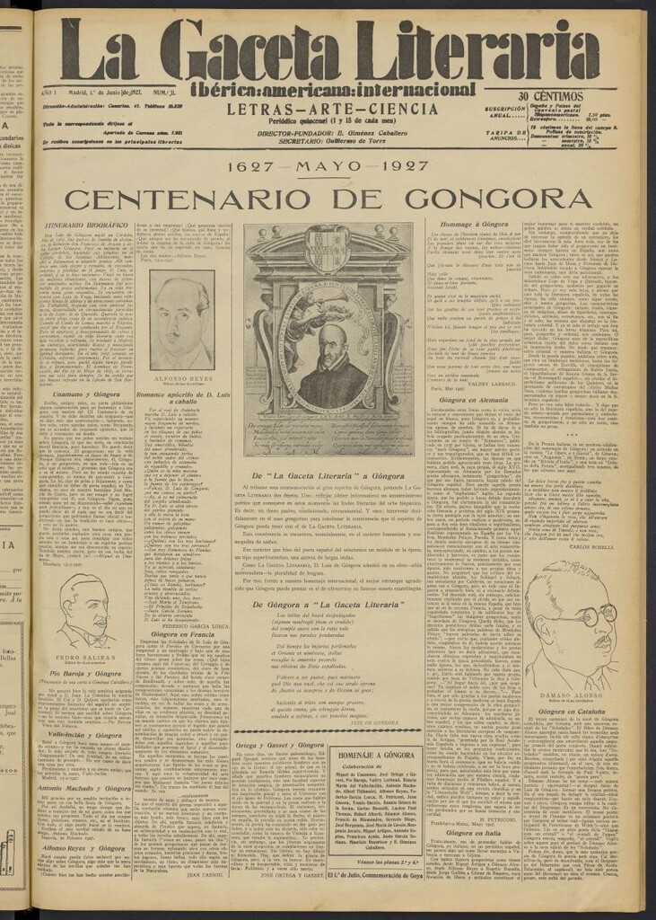 Miniatura de La Gaceta Literaria : ibérica, americana, internacional del 1 de junio de 1927, nº 11