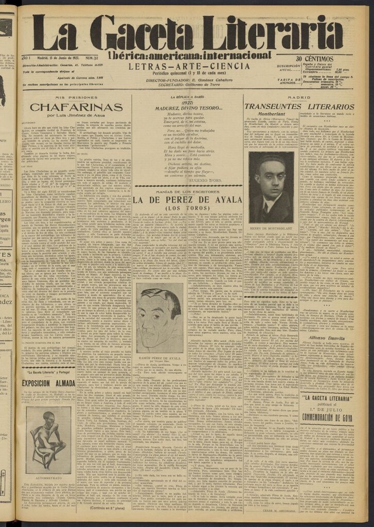 Miniatura de La Gaceta Literaria : ibérica, americana, internacional del 15 de junio de 1927, nº 12