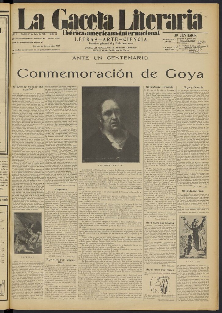 Miniatura de La Gaceta Literaria : ibérica, americana, internacional del 1 de julio de 1927, nº 13
