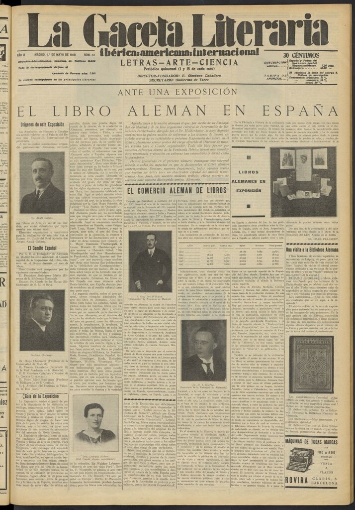 Miniatura de La Gaceta Literaria : ibérica, americana, internacional del 1 de mayo de 1928, nº 33