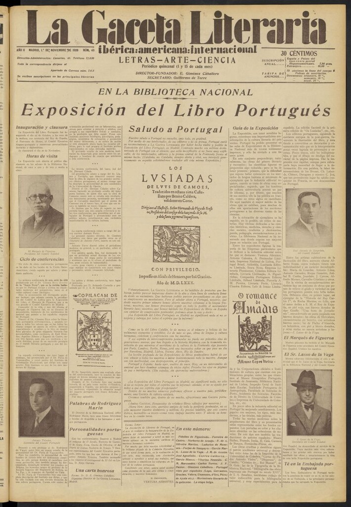 Miniatura de La Gaceta Literaria : ibérica, americana, internacional del 1 de noviembre de 1928, nº 45