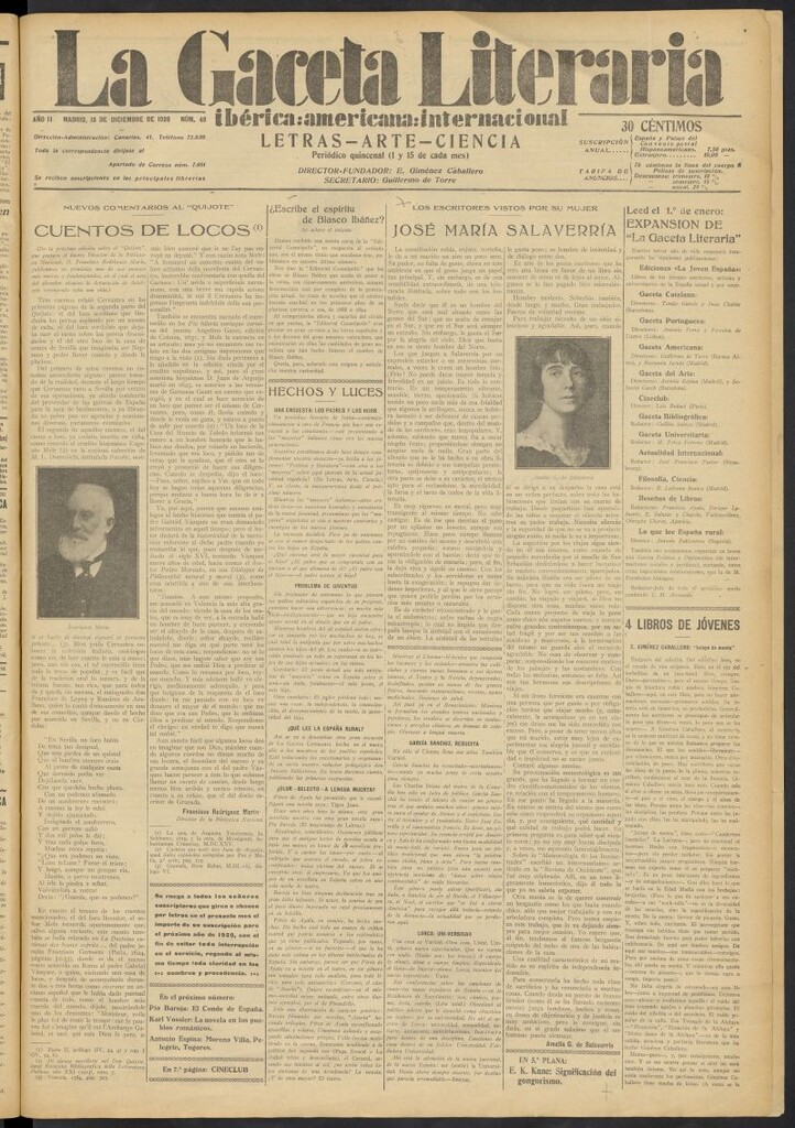 Miniatura de La Gaceta Literaria : ibérica, americana, internacional del 15 de diciembre de 1928, nº 48