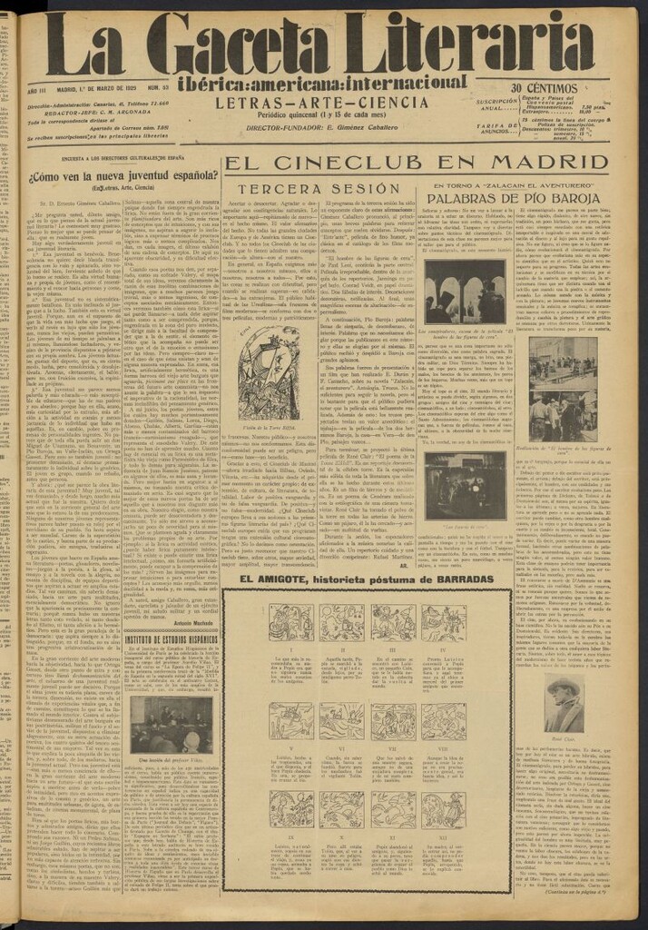 Miniatura de La Gaceta Literaria : ibérica, americana, internacional del 1 de marzo de 1929, nº 53
