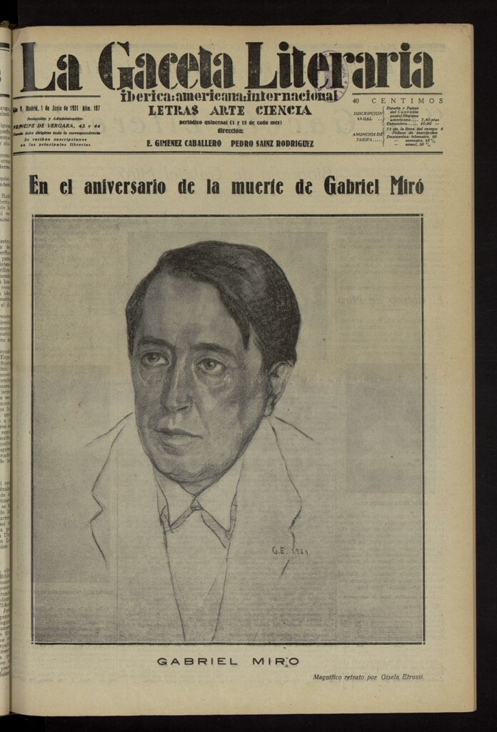 Miniatura de La Gaceta Literaria : ibérica, americana, internacional del 1 de junio de 1931, nº 107