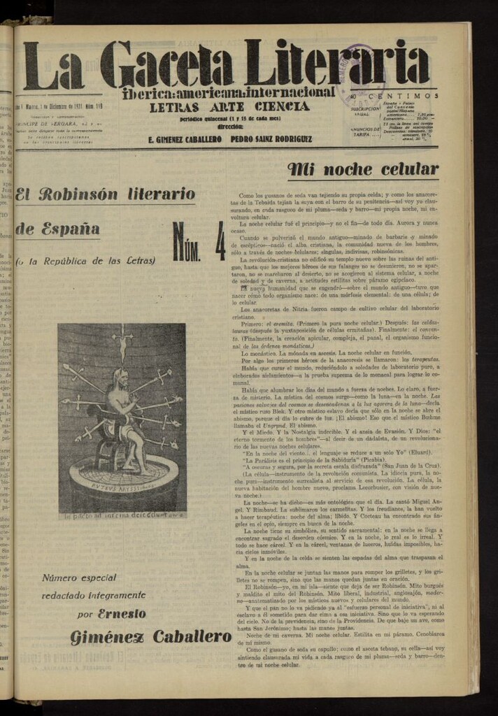 Miniatura de La Gaceta Literaria : ibérica, americana, internacional del 1 de diciembre de 1931, nº 119