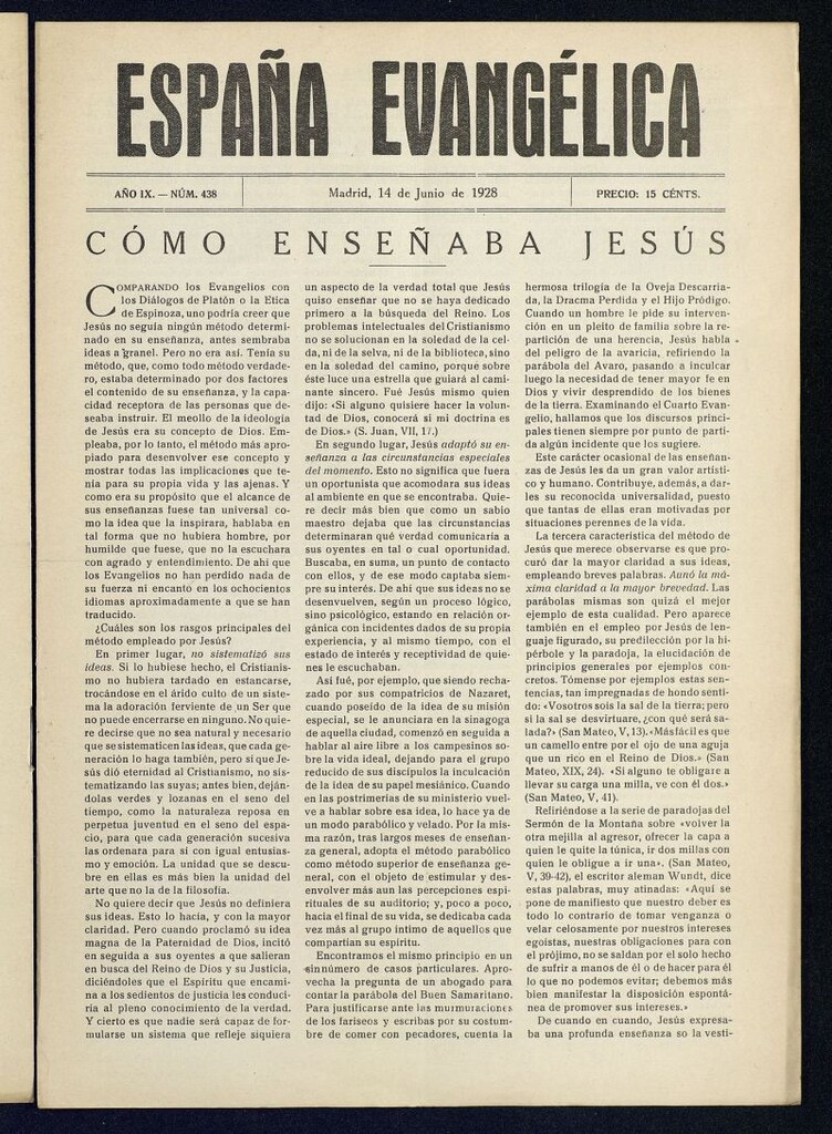 Miniatura de España Evangélica del 14 de junio de 1928, nº 438