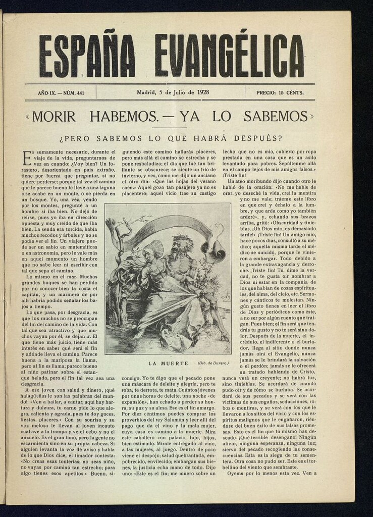 Miniatura de España Evangélica del 5 de julio de 1928, nº 441