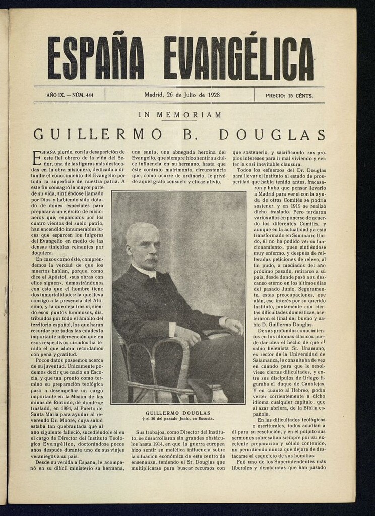 Miniatura de España Evangélica del 26 de julio de 1928, nº 444