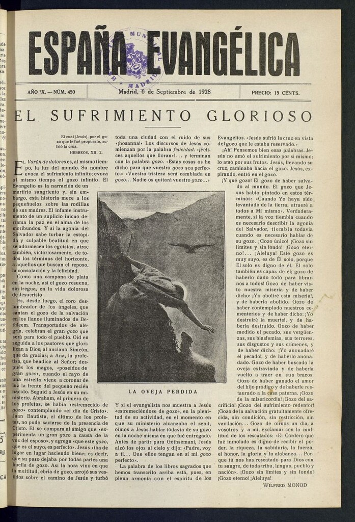 Miniatura de España Evangélica del 6 de septiembre de 1928, nº 450
