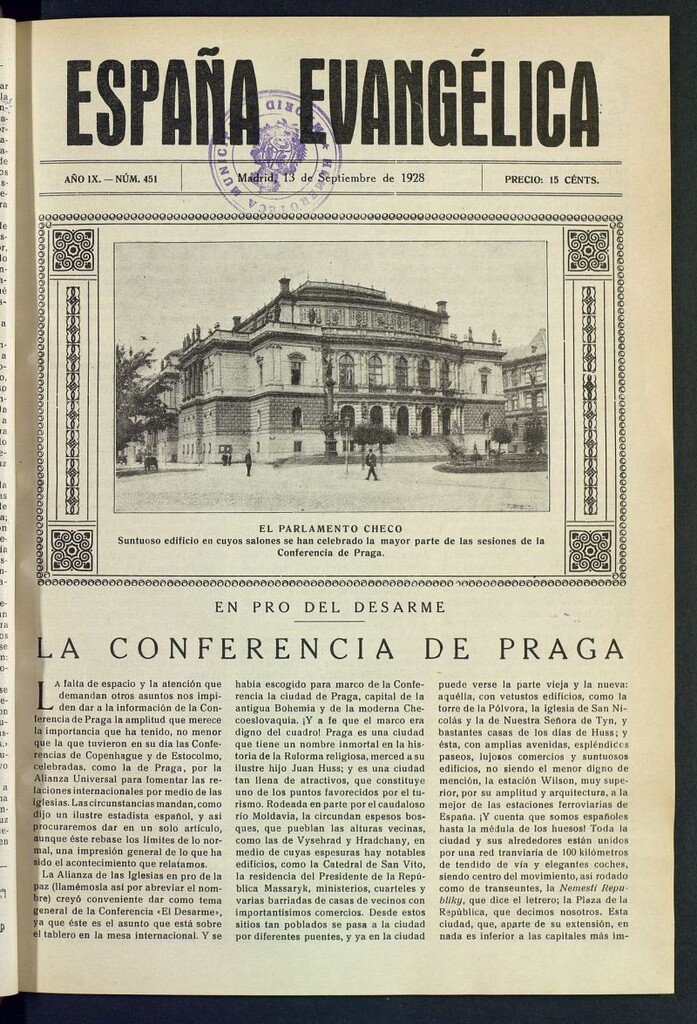 Miniatura de España Evangélica del 13 de septiembre de 1928, nº 451