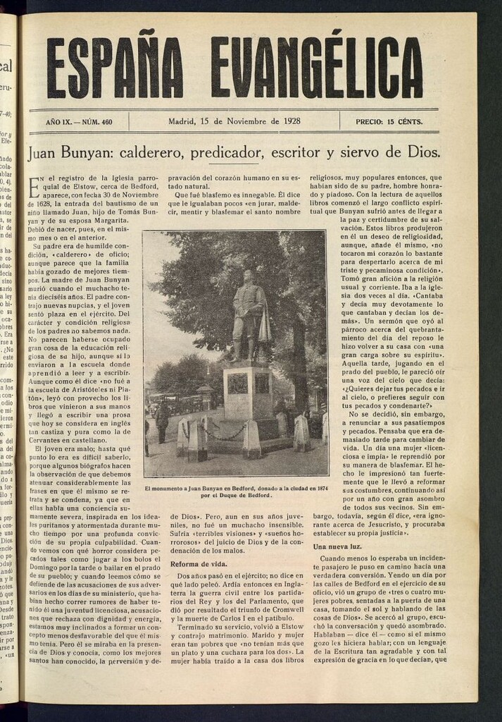 Miniatura de España Evangélica del 15 de noviembre de 1928, nº 460