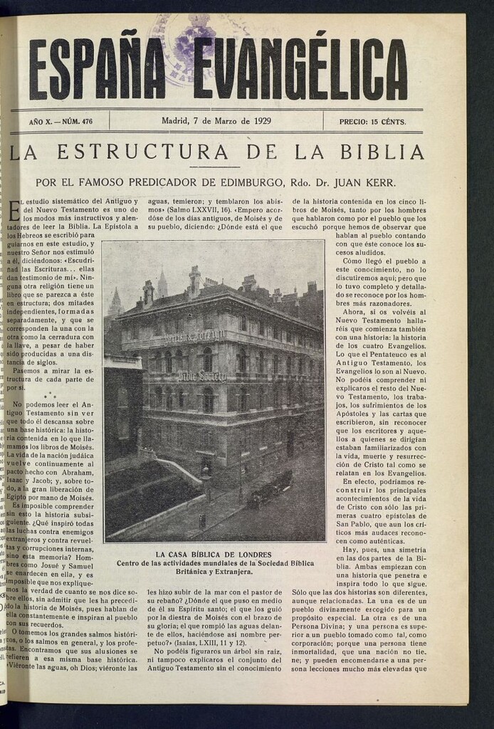 Miniatura de España Evangélica del 7 de marzo de 1929, nº 476