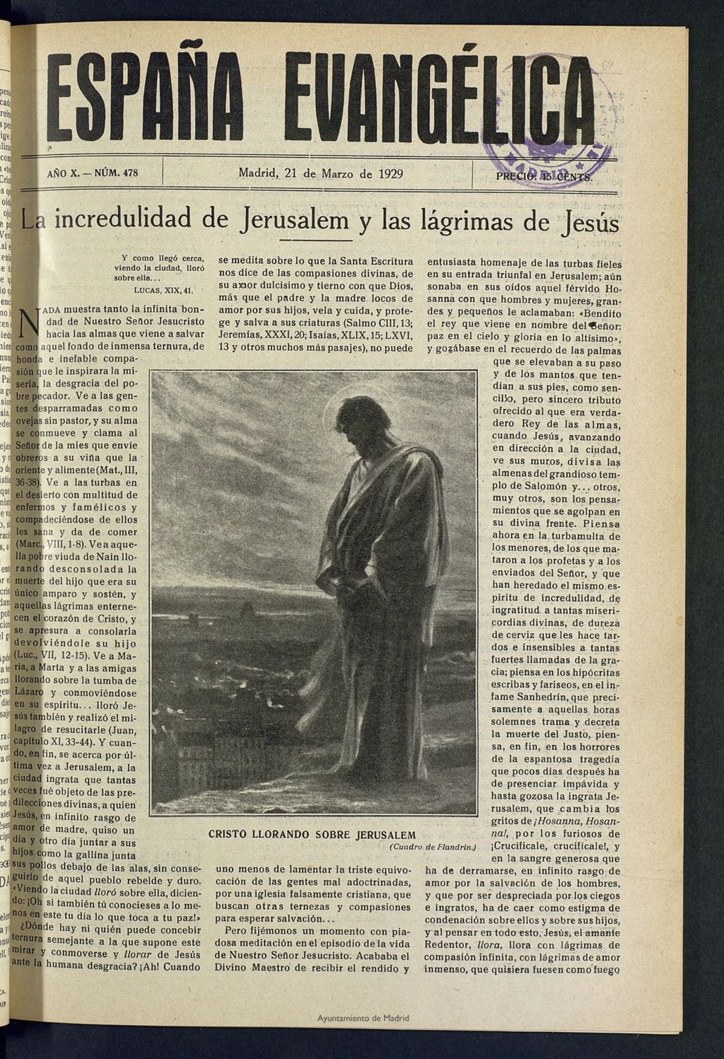 Miniatura de España Evangélica del 21 de marzo de 1929, nº 478