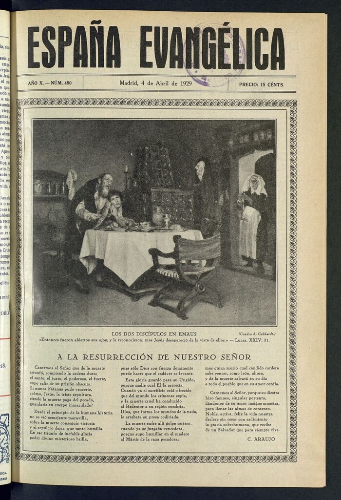 Miniatura de España Evangélica del 4 de abril de 1929, nº 480