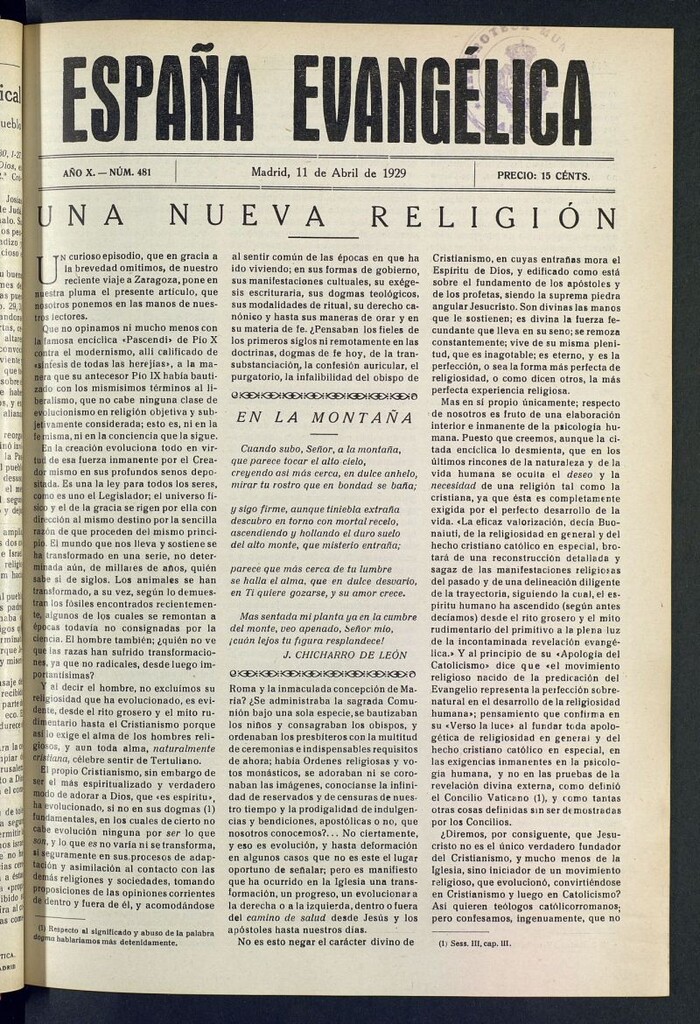 Miniatura de España Evangélica del 11 de abril de 1929, nº 481