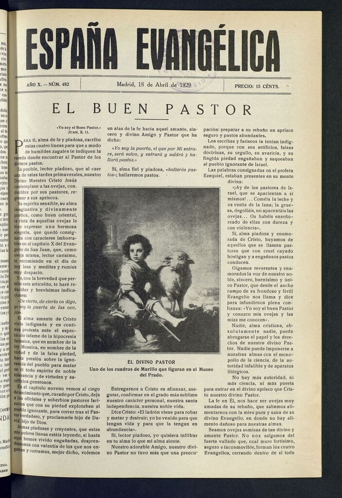 Miniatura de España Evangélica del 18 de abril de 1929, nº 482