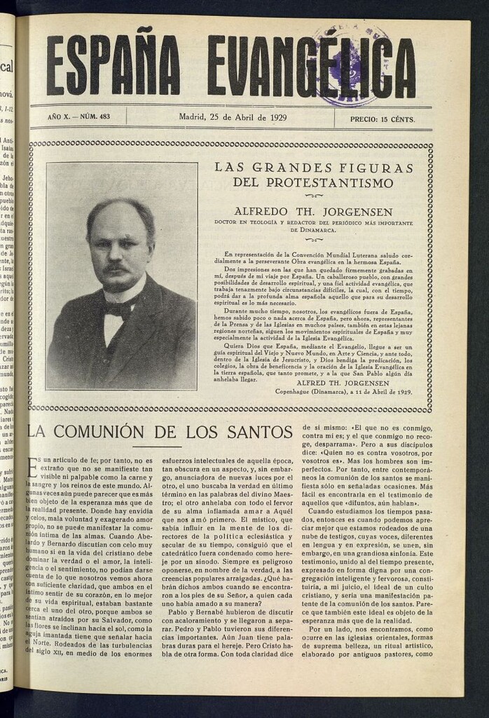 Miniatura de España Evangélica del 25 de abril de 1929, nº 483