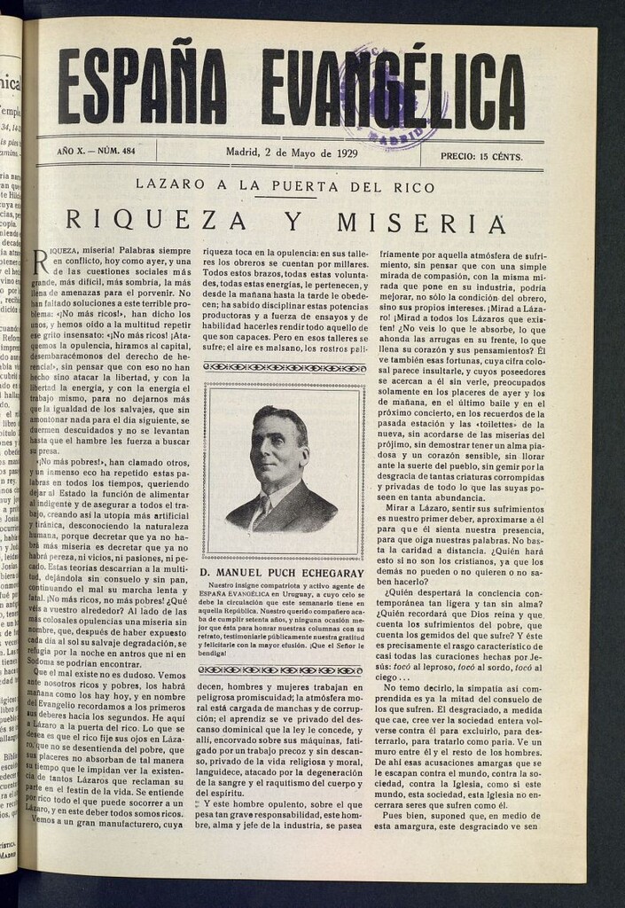 Miniatura de España Evangélica del 2 de mayo de 1929, nº 484