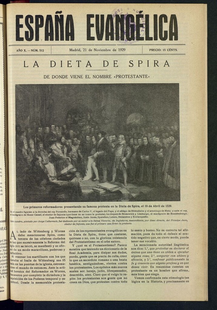 Miniatura de España Evangélica del 21 de noviembre de 1929, nº 512